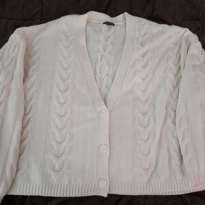 Used-White Cable Knit Women's Sweater